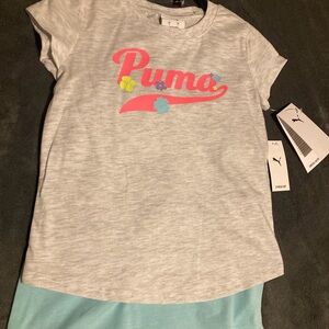 Puma Gray and Pink Graphic T-Shirt